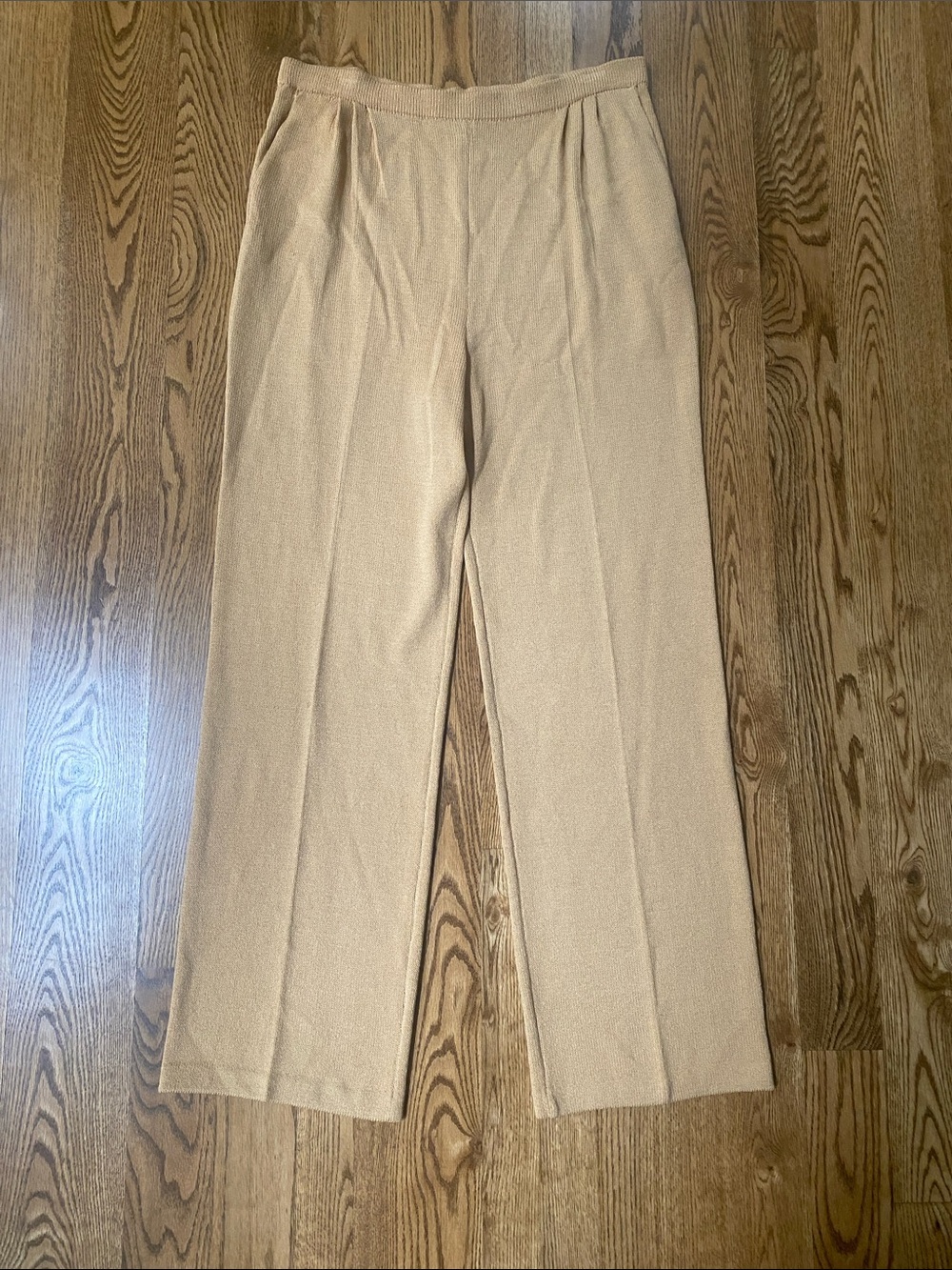 Womens St. John Santana knit straight leg pant gold 12 quiet luxury minimalist